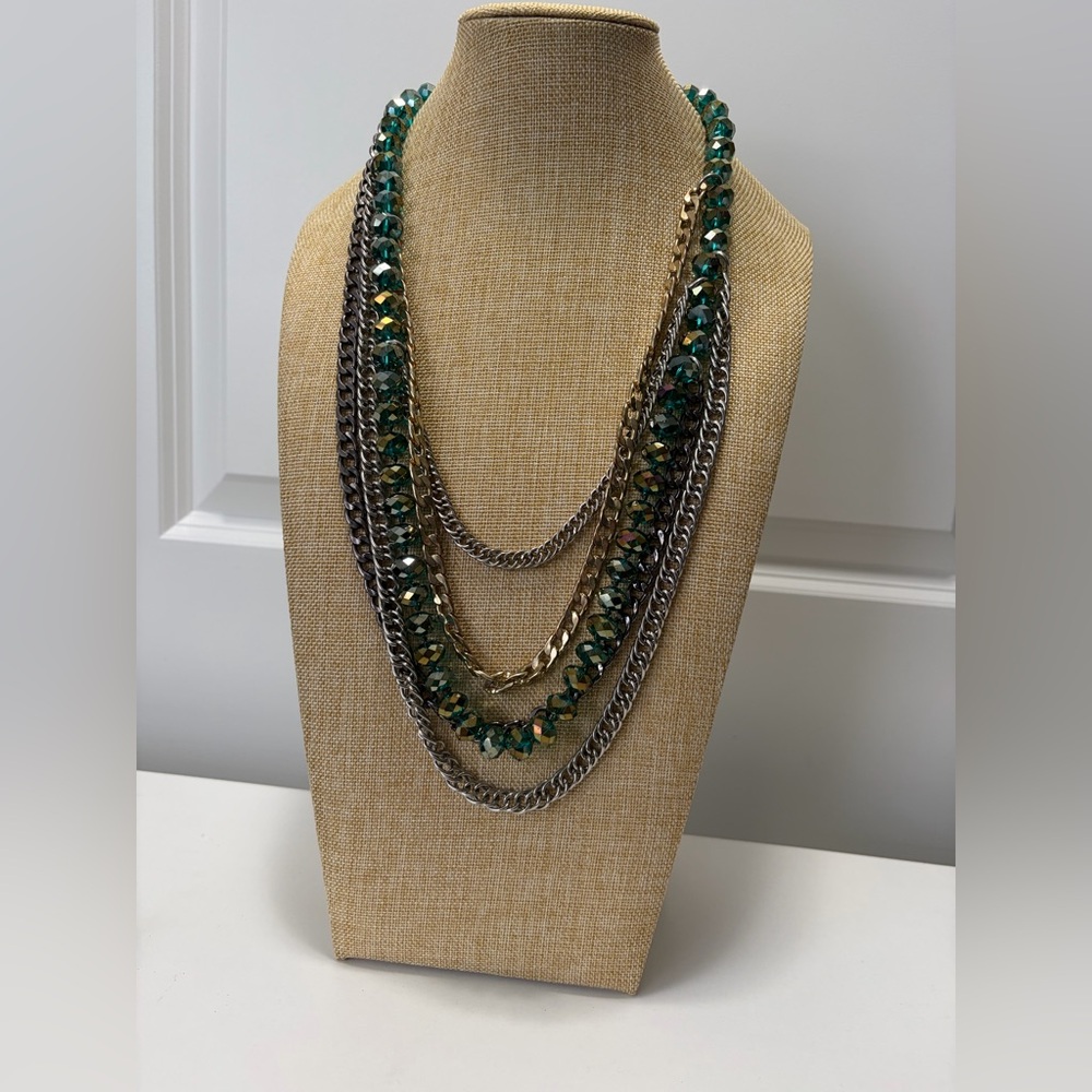 Wantable Multi-Strand Bead & Chain Necklace